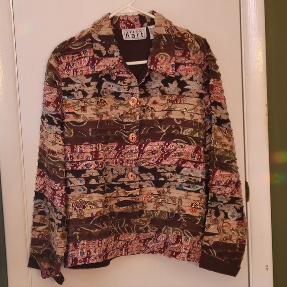 Veste Keren Hart Multicolore - Taille XL - Boutons Bois - Occasion Très Bon État